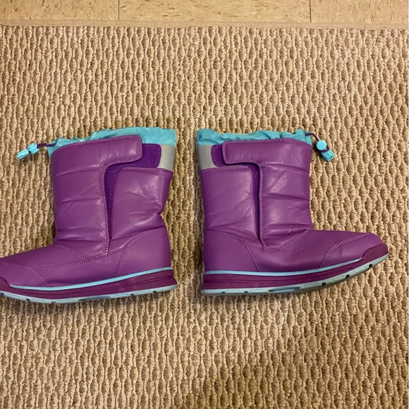 Lands End girls snow boots, size 4, purple and aqua - Picture 4 of 9